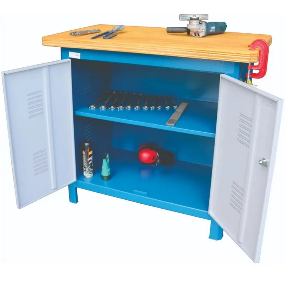 Bancada Fechada Tampo de Madeira Com 2 Portas e 2 Prateleiras 100X60X92CM Fercar 100CDF