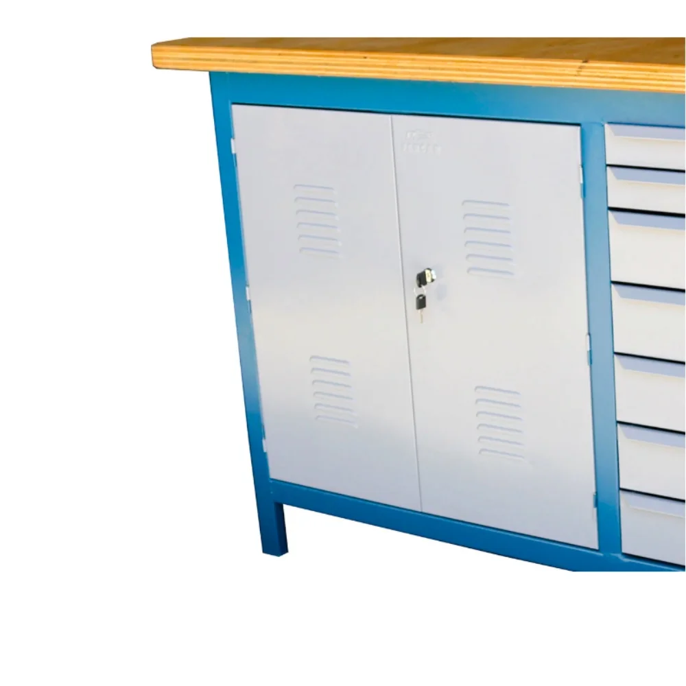 Bancada Fechada Tampo de Madeira Com 7 Gavetas e 2 Portas 150X60X90CM Fercar 157CDF