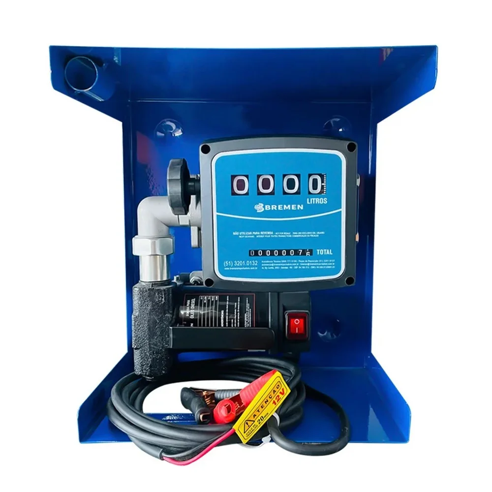 Bomba Eletrica de Abastecimento Oleo Diesel Com Mangueiras Bico e Medidor 40L/MIN 12V Bremen 8830