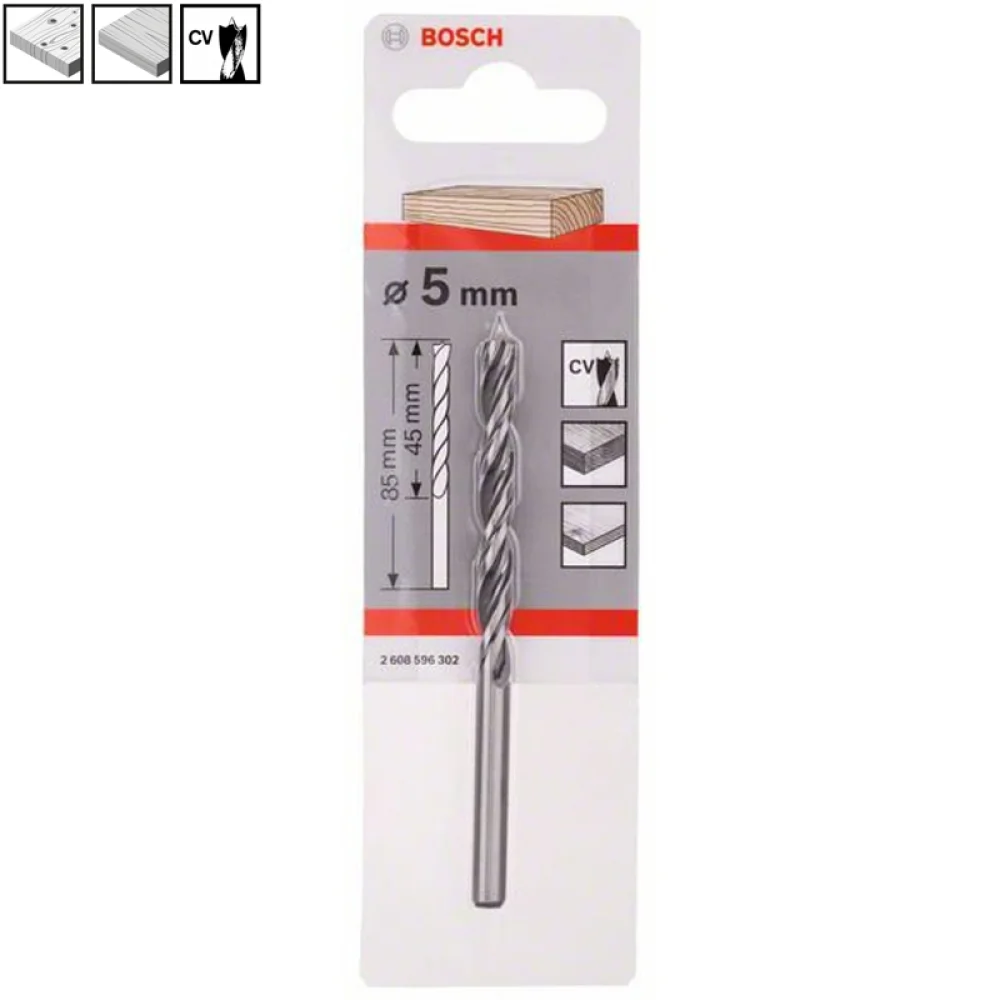 Broca 3 Pontas para Madeira 5MM Bosch 2 608 596 302