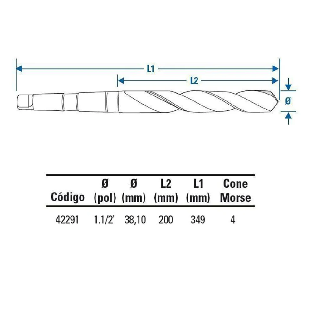 Broca Haste Conica Din 345 HSS 1.1/2"-CM4 Lenox-Twill TW404