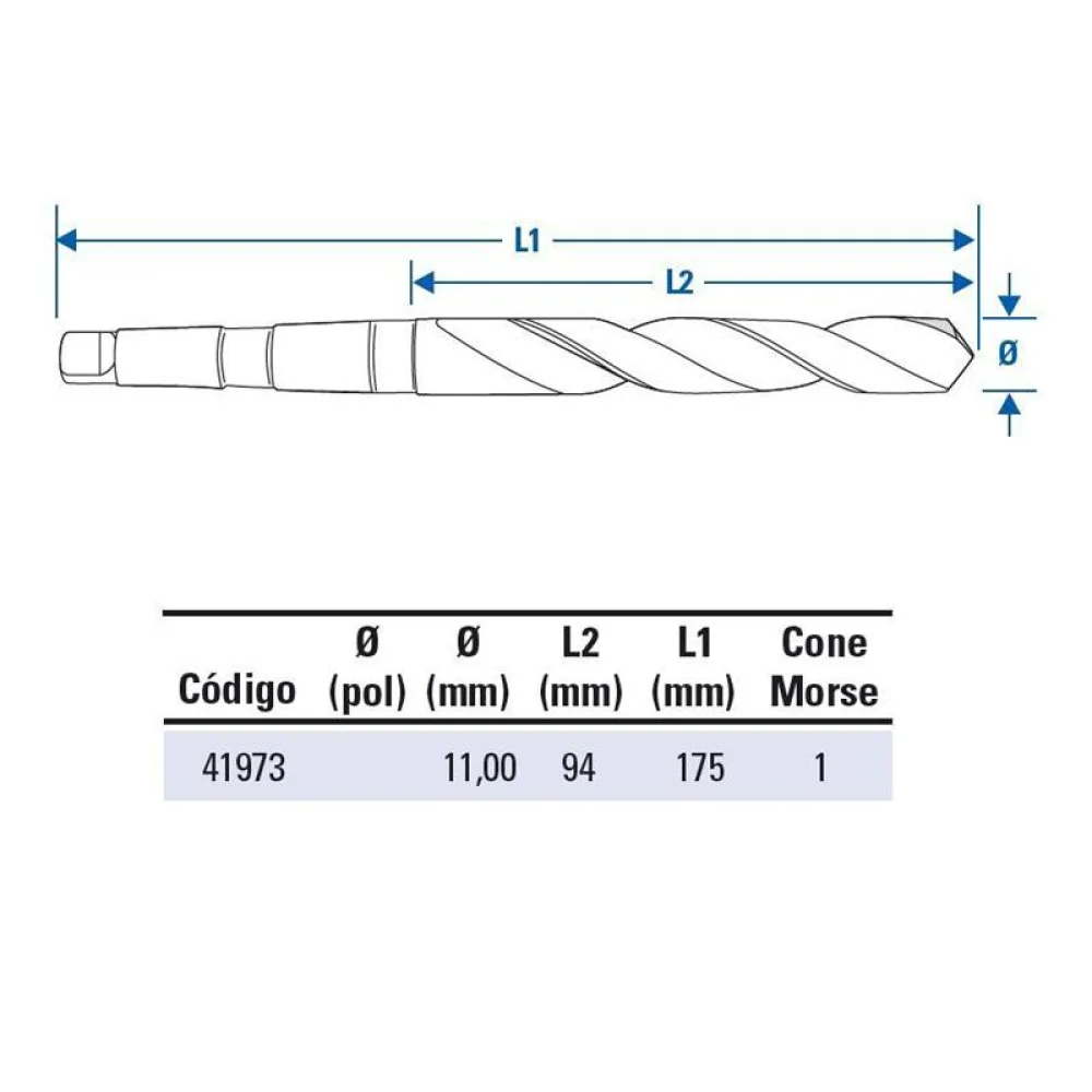 Broca Haste Conica Din 345 HSS 11MM-CM1 Lenox-Twill TW404