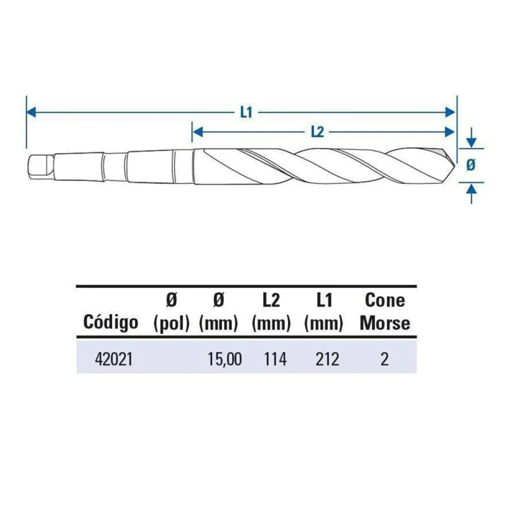 Broca Haste Conica Din 345 HSS 15MM-CM2 Lenox-Twill TW404