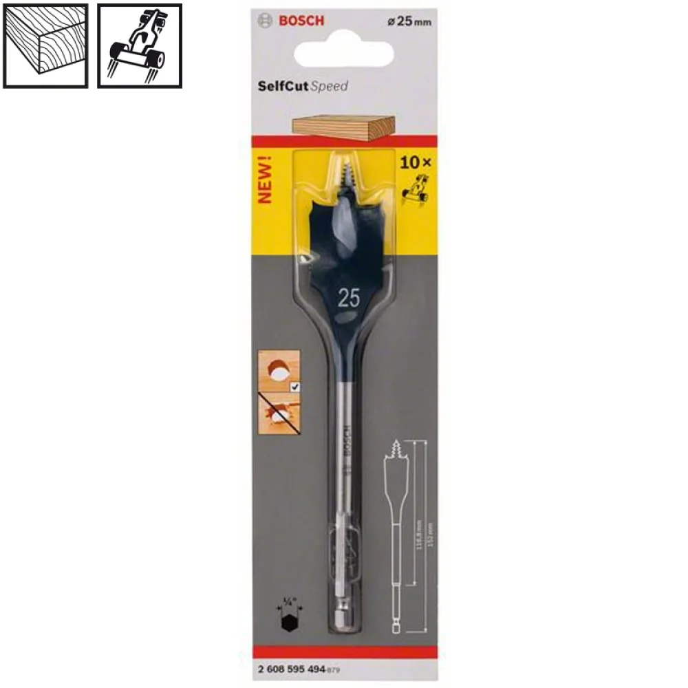 Broca Chata Expert Encaixe Hexagonal AC 25X152MM Bosch 2608900322