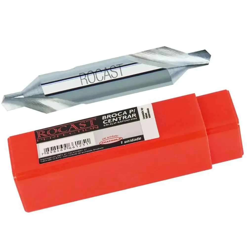 Broca de Centro Din 333a HSS 10X25MM Rocast 090015