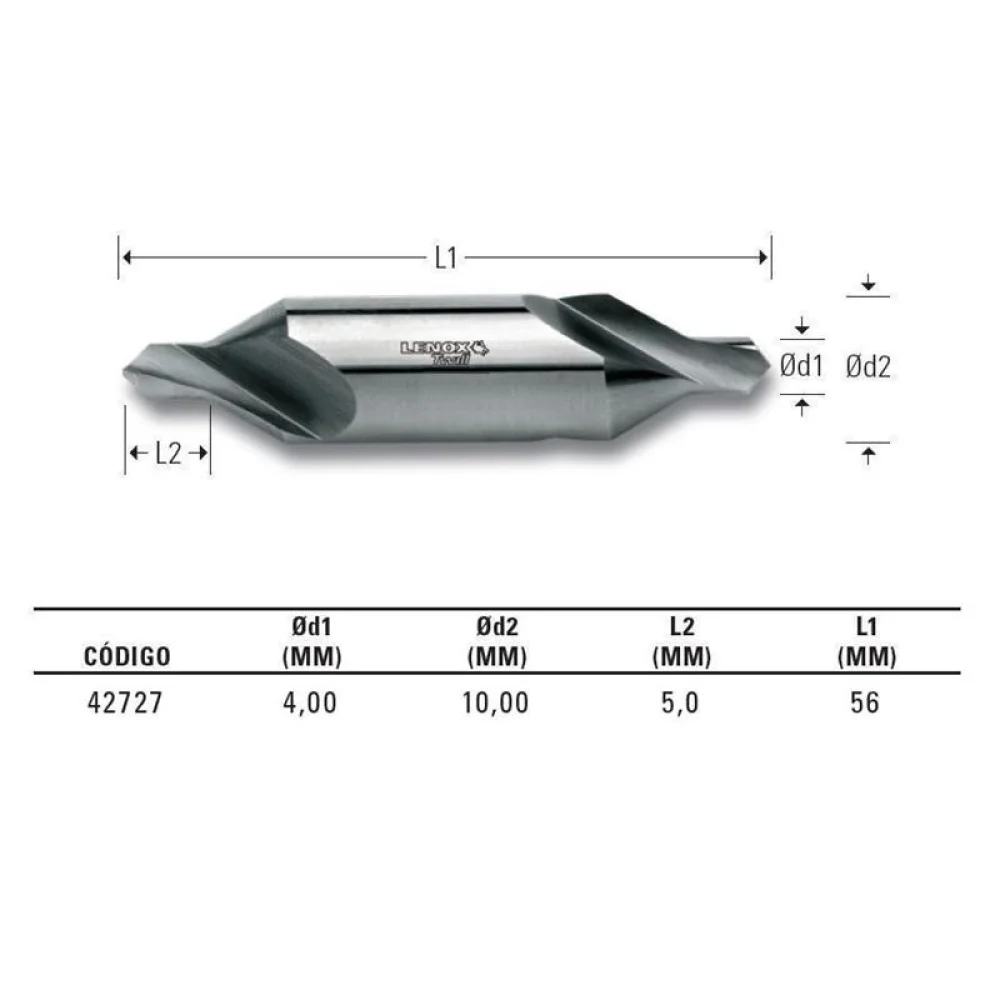 Broca de Centro Din 333a HSS 4X10MM Lenox-Twill TW700