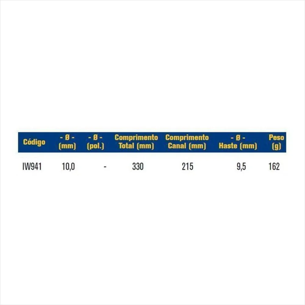 Broca de Widia Concreto Extra Longa DIN 8039/ISO 5468 10MMX13" Lenox-Twill IW941