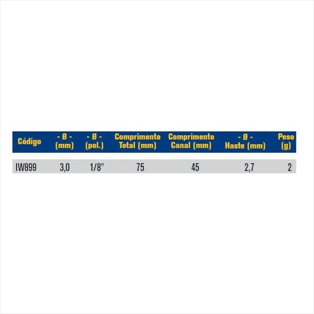 Broca de Widia para Concreto DIN 8039/ISO 5468 3MM-1/8" Lenox-Twill IW899