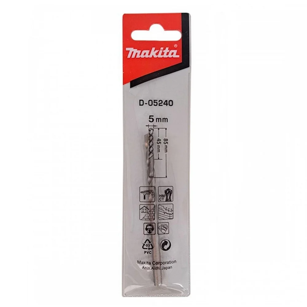 Broca de Widia para Concreto DIN 8039/ISO 5468 5MM-3/16" Makita D-05240