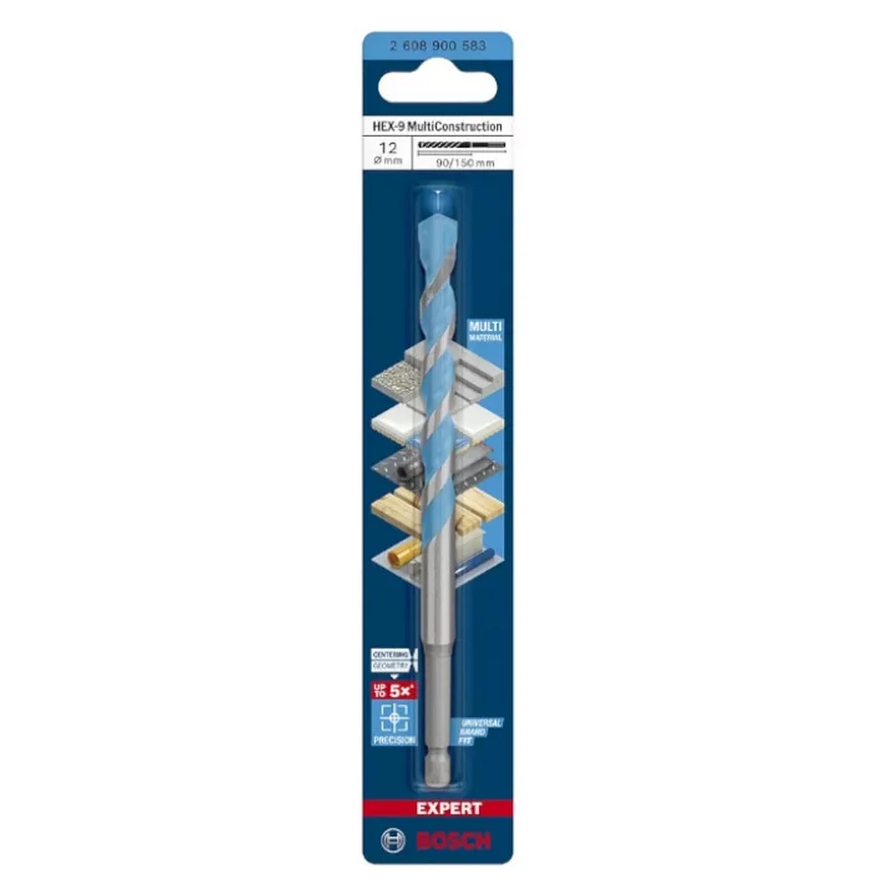 Broca de Widia Multimateriais Expert HEX-9 Multiconstruction Encaixe Hexagonal 10MM-13/32" Bosch 2608900582