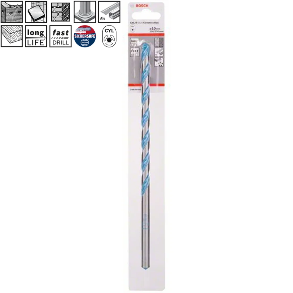 Broca de Widia Concreto Longa CYL-9 Multiconstruction Expert 10MMX10" Bosch 2608901485