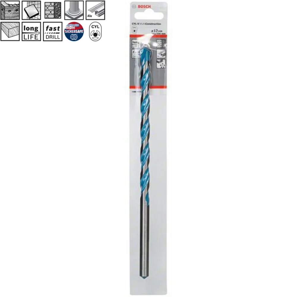 Broca de Widia Concreto Longa CYL-9 Multiconstruction 12MM-15/32X10" Bosch 2608901486