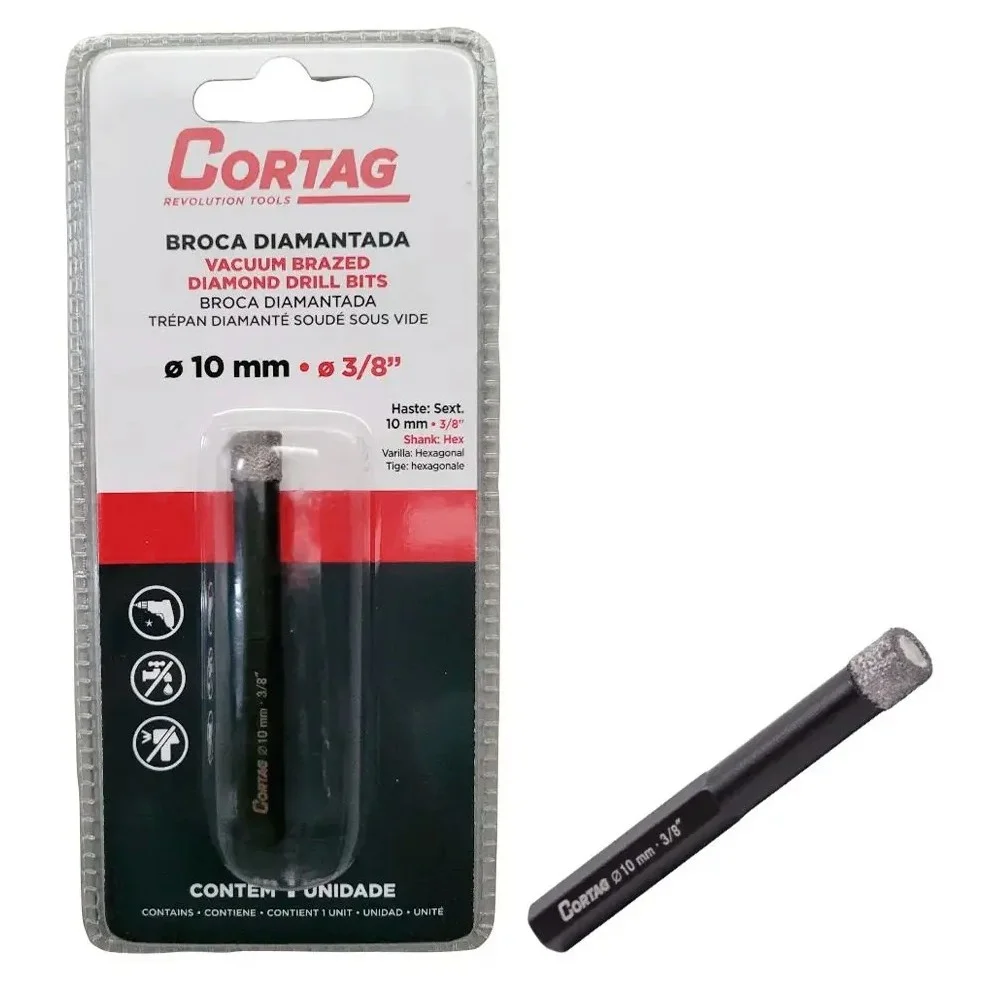 Broca Diamantada para Porcelanato Marmore Granito e Pedras Naturais 10MM Cortag 62130