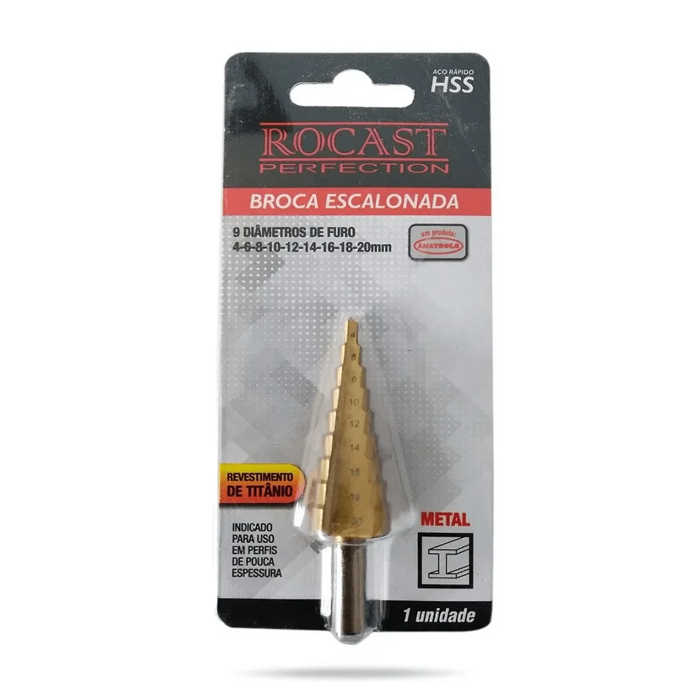 Broca Escalonada Com Tratamento Titanio HSS 4A20MM Rocast 1700002