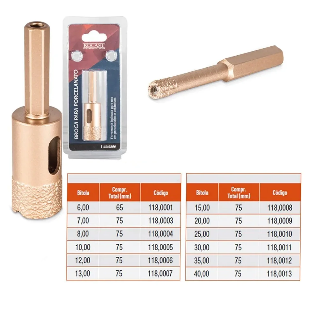Broca para Porcelanato 12MM Rocast 1180006