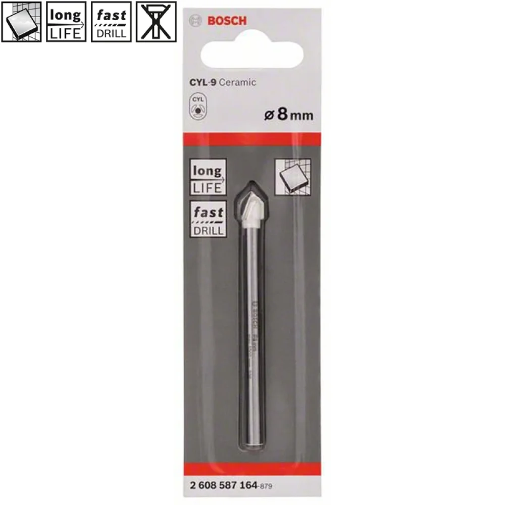 Broca para Vidro Azulejo e Porcelana CYL-9 Ceramic 8MM Bosch 2608587164