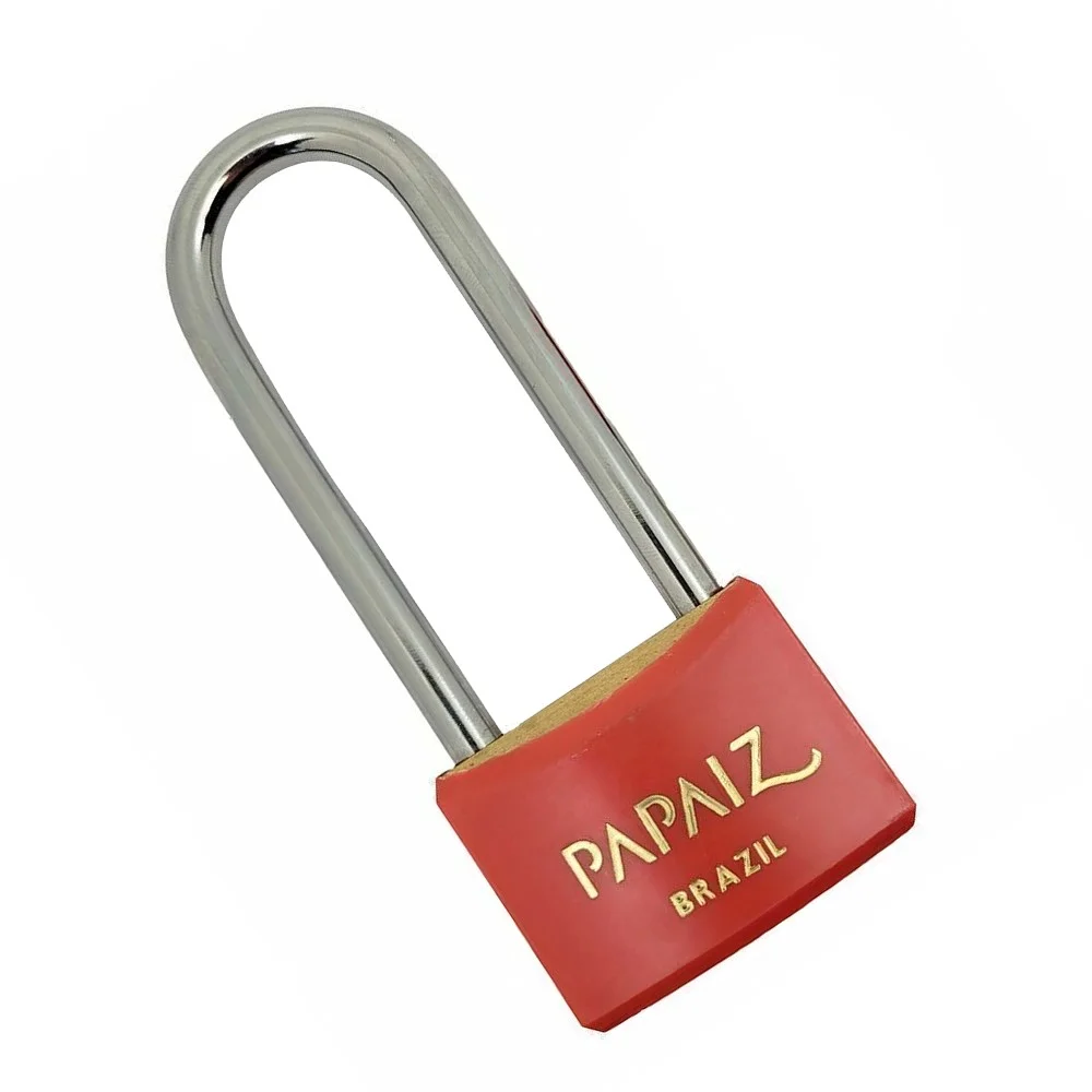 Cadeado de Latao Haste Longa Vermelho 40X70MM Papaiz CR40/70