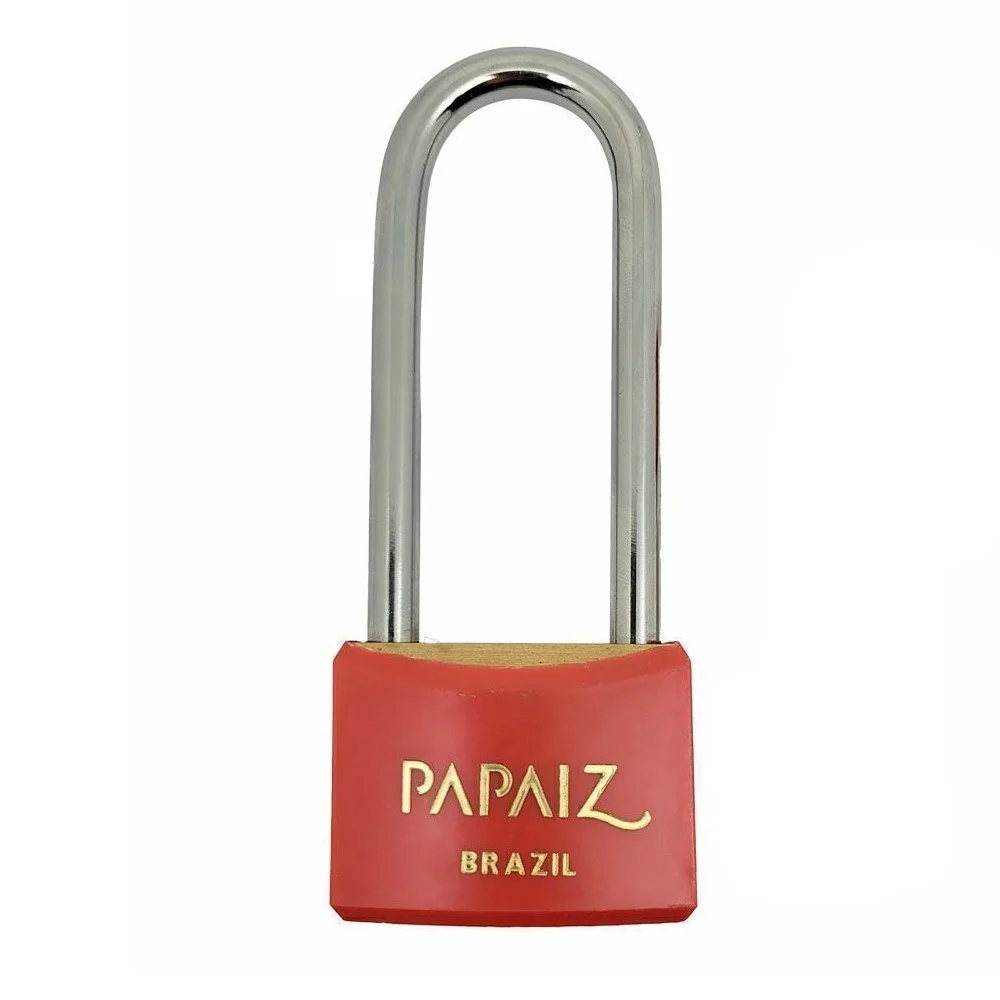 Cadeado de Latao Haste Longa Vermelho 40X70MM Papaiz CR40/70