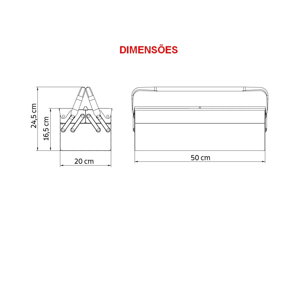 Caixa Sanfonada 3 Gavetas para Ferramentas 50CM Tramontina 43800/004
