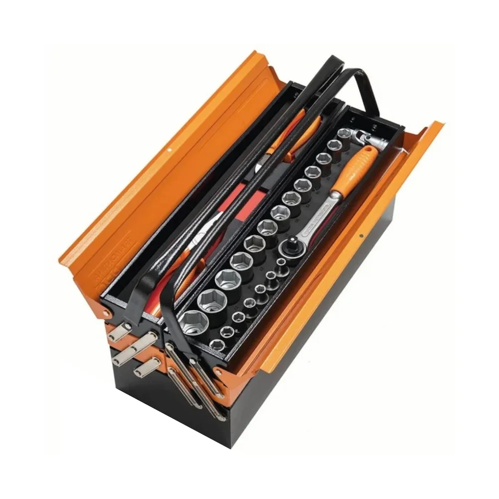 Caixa Sanfonada 5 Gavetas 57 Pecas Cargobox com Rodas e Puxador Retratil 53CM Tramontina Pro 44952/957
