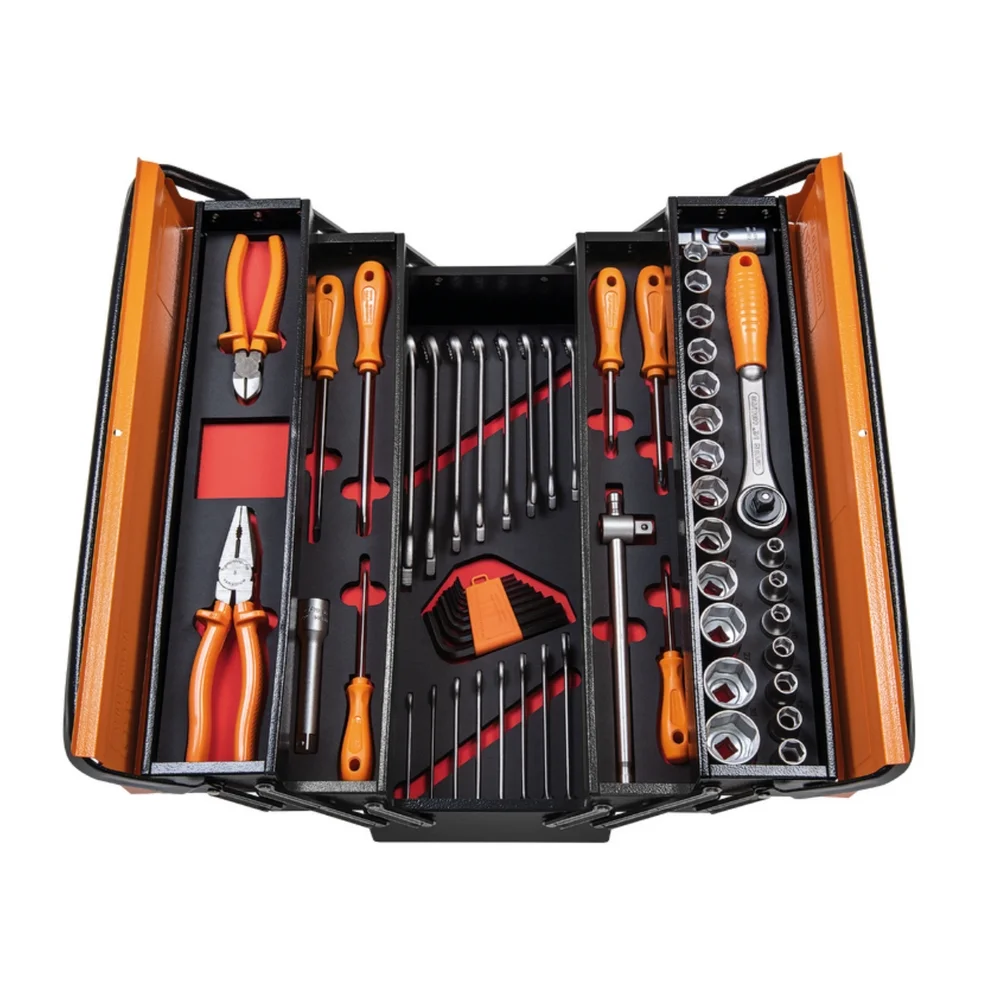 Caixa Sanfonada 5 Gavetas 57 Pecas Cargobox com Rodas e Puxador Retratil 53CM Tramontina Pro 44952/957