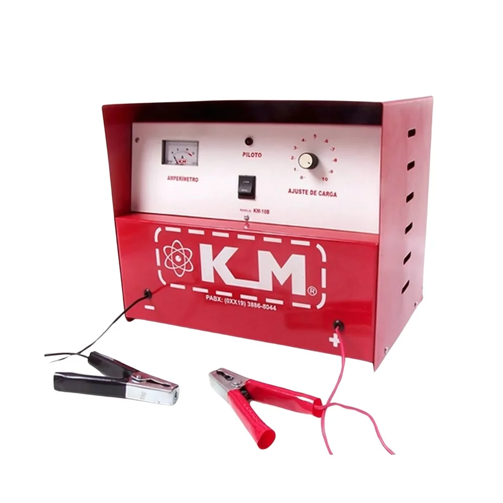 Carregador de Bateria Lento Regulavel 10AH 5-12V Bivolt Km KM5B/10A