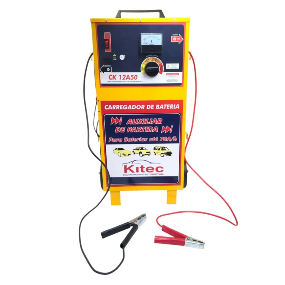 Carregador de Bateria Rapido e Lento com Auxiliar de Partida 50A 1-12V Bivolt Kitec CK12A50