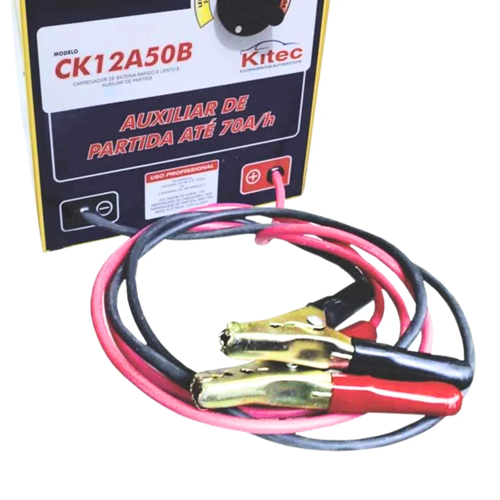 Carregador de Bateria Rapido e Lento com Auxiliar de Partida 50A 1-12V Bivolt Kitec CK12A50B