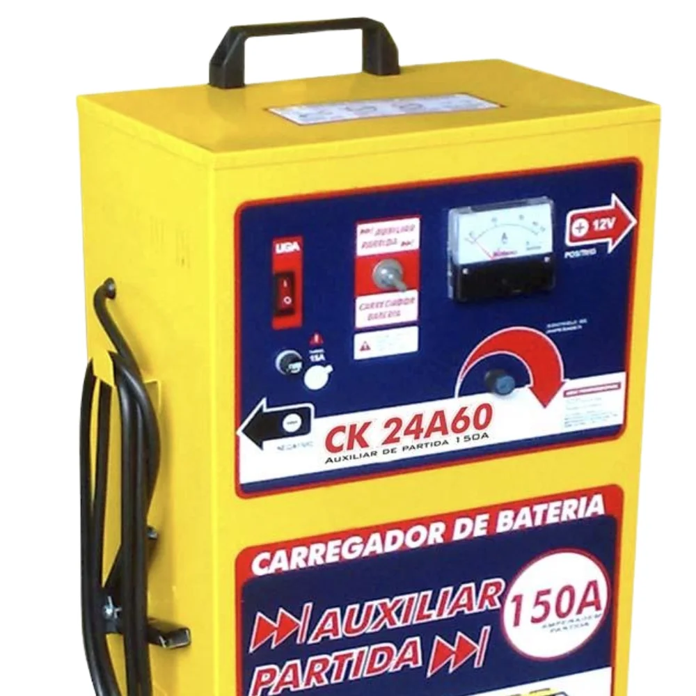 Carregador de Bateria Rapido e Lento com Auxiliar de Partida 50A 2-12/24V Bivolt Kitec CK24A60