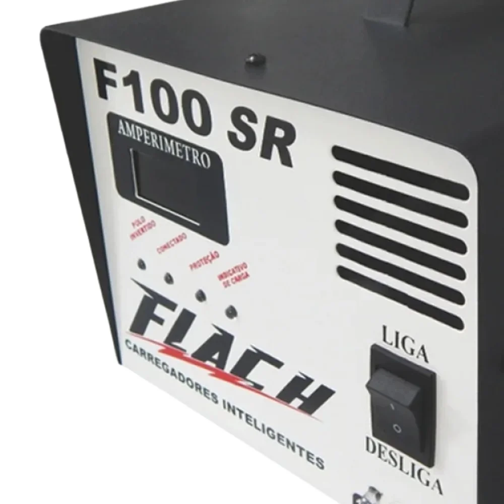 Carregador Inteligente de Bateria Automatico Flutuante com Auxiliar de Partida 40A 1-12/24V Bivolt Flach F100 SR