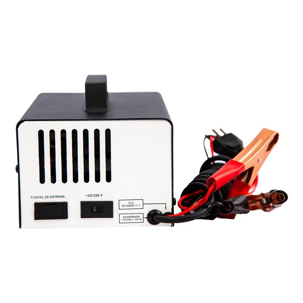 Carregador Inteligente de Bateria Digital Automatico Flutuante Auxiliar de Partida 6A 1-12V Bivolt Flach F06
