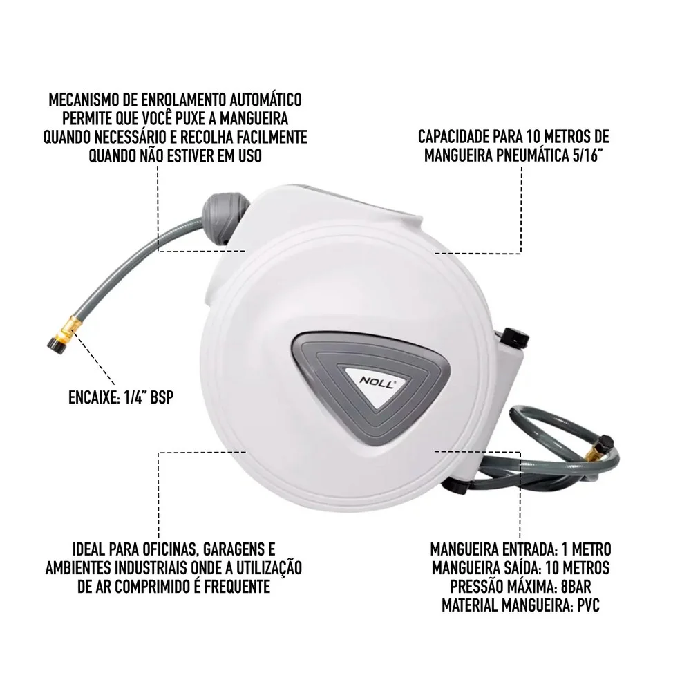 Carretel Retratil com Mangueira para Ar 5/16"-10M Noll 6310002