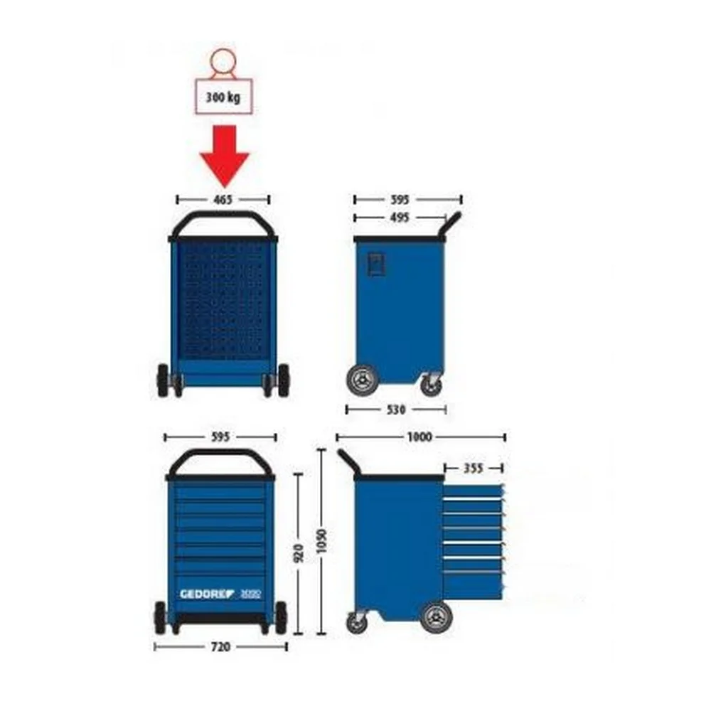 Carrinho de Ferramentas Fechado Com 7 Gavetas 92X46X49CM Gedore 3000