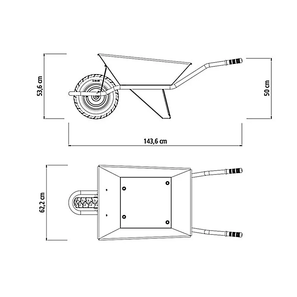 Carrinho de Mao Chapa 20 Extraforte Pneu Macico 65L Tramontina 77714/235