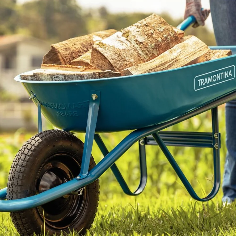 Carrinho de Mao Chapa 24 Azul Pneu com Camara Roda 3,25X8" 50L Tramontina 77704/432