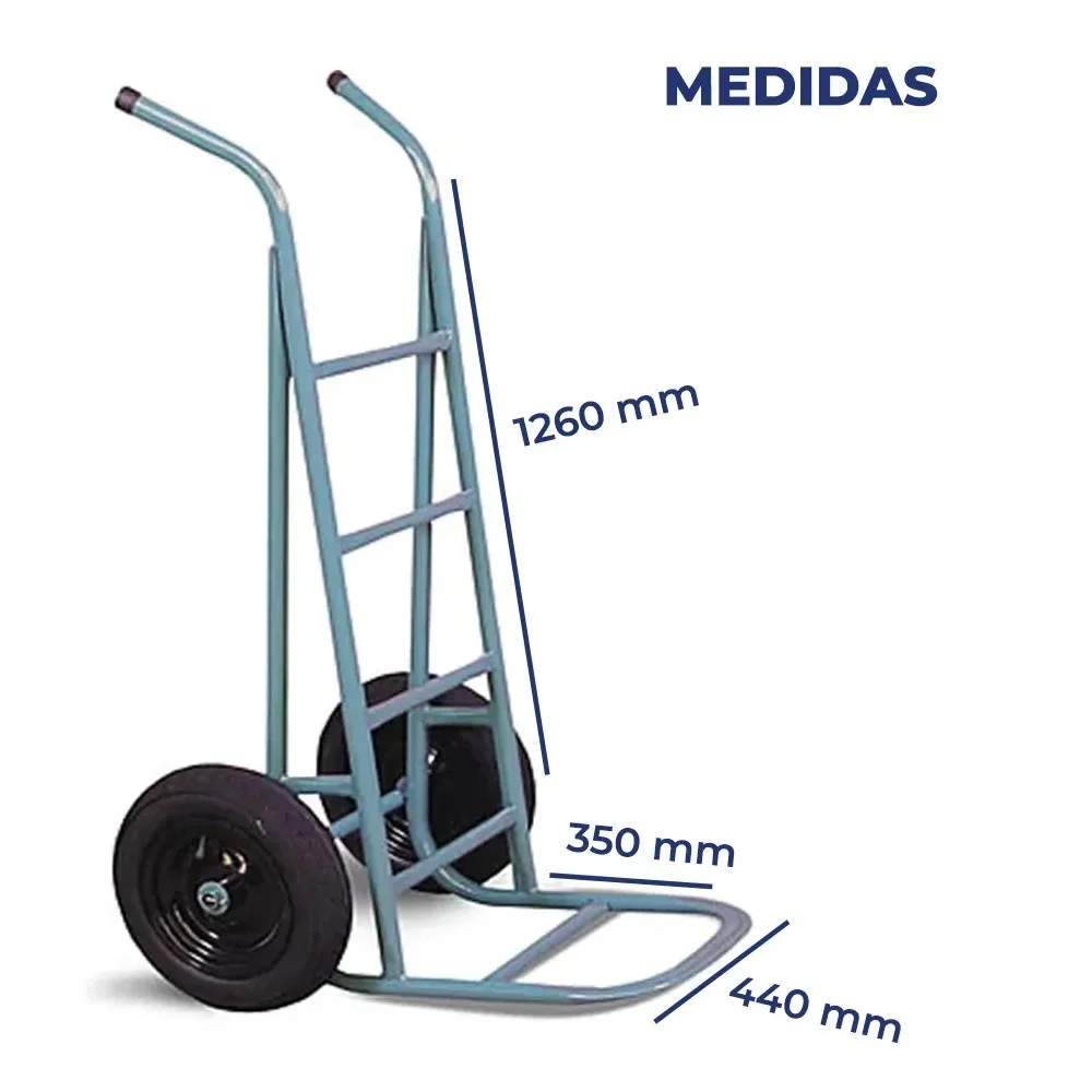 Carro Armazem Reforcado Capacidade 300KG Pneu com Camara 126X35X44CM Metalpama 10415