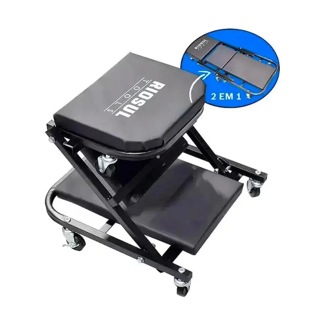 Carro Esteira Dobravel para Mecanico 2 Em 1 Capacidade 110KG 91X42CM Riosul R070031