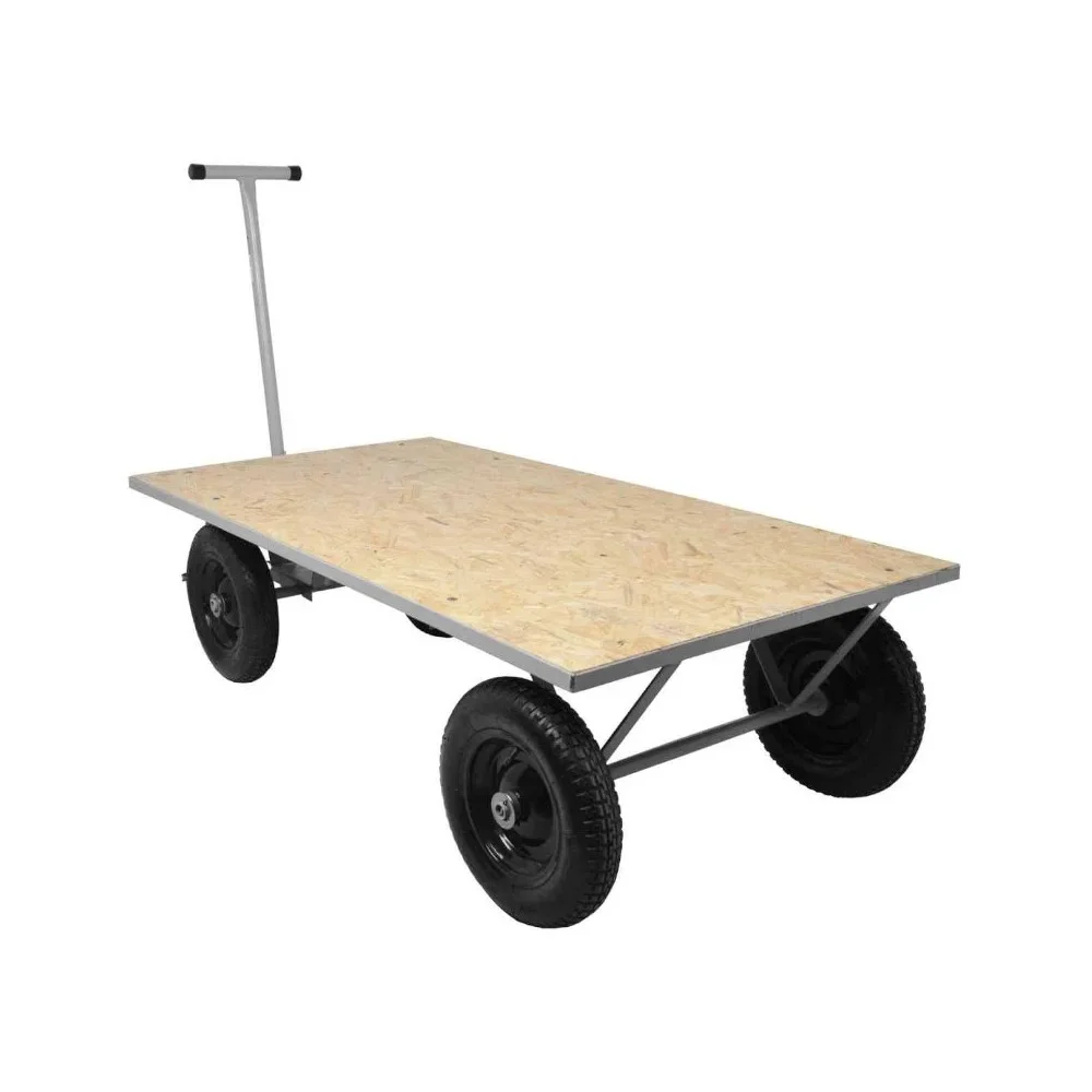 Carro Plataforma de Madeira Capacidade 400KG Roda Pneumatica 150X80X44CM Marcon TM-53