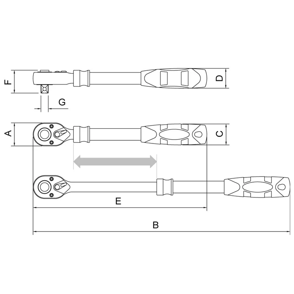 Catraca Reversivel Telescopica Com Alavanca 1/2" Tramontina Pro 44841/112