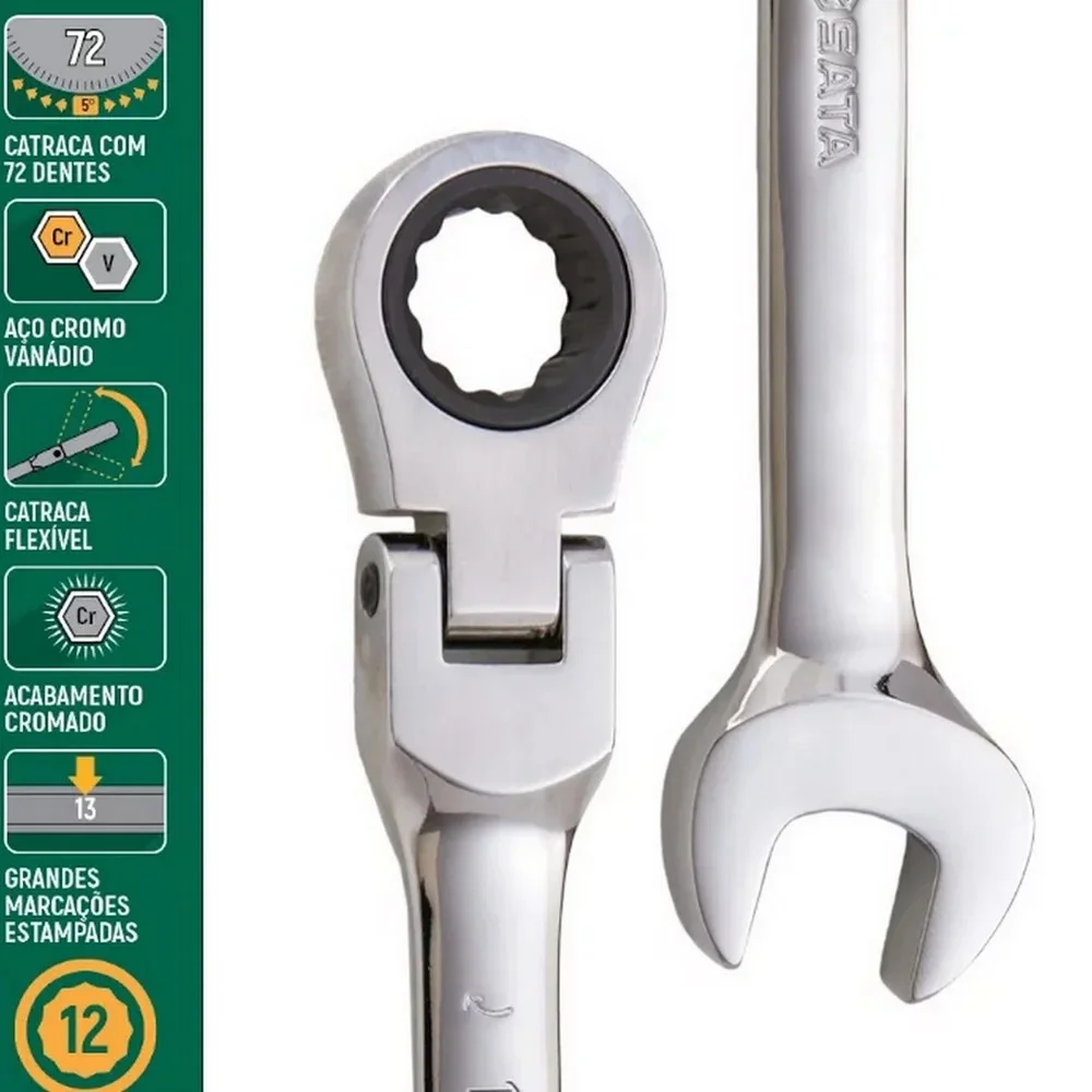 Chave Combinada Articulada com Catraca CRV 14MM Sata ST46405ST