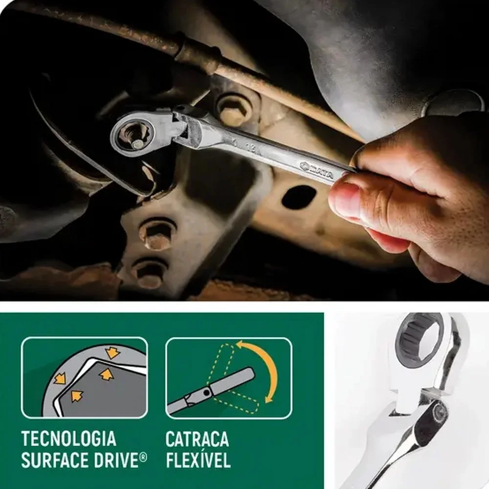 Chave Combinada Articulada com Catraca CRV 17MM Sata ST46408ST