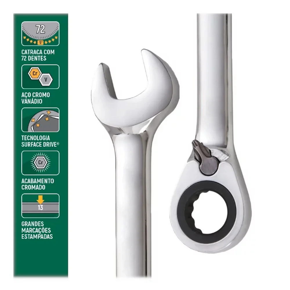 Chave Combinada com Catraca Reversivel CRV 17MM Sata ST46610ST