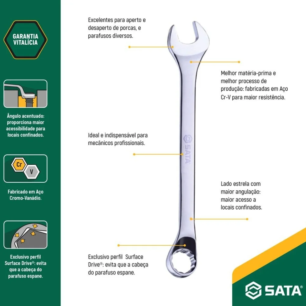 Chave Combinada CRV 23MM Sata ST40187G