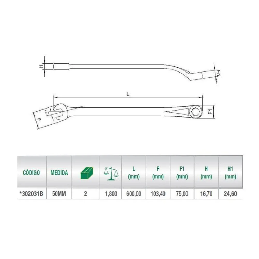 Chave Combinada CRV 50MM Belzer 302031B