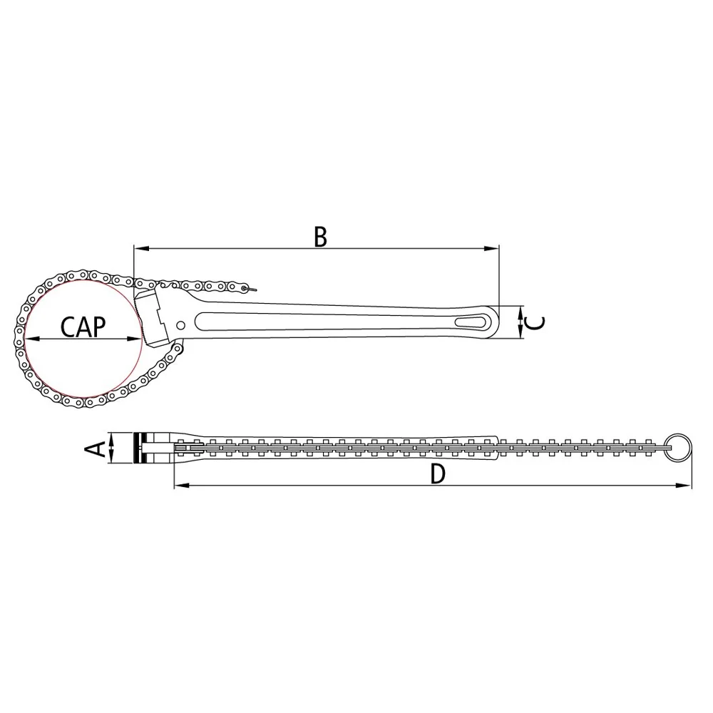Chave de Corrente para Tubos Servico Pesado Capacidade 110-185MM 36" Tramontina Pro 44082/136