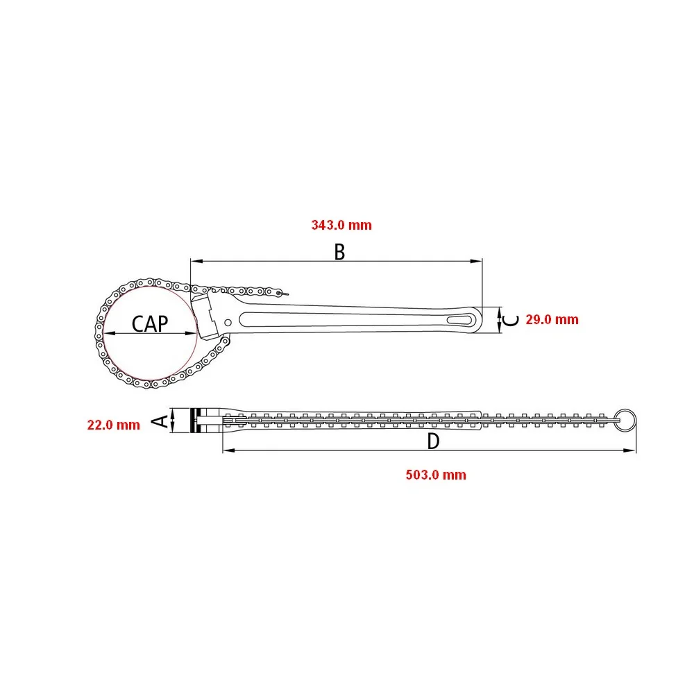 Chave de Corrente para Tubos Servico Pesado Capacidade 50-125MM 14" Tramontina Pro 44082/114