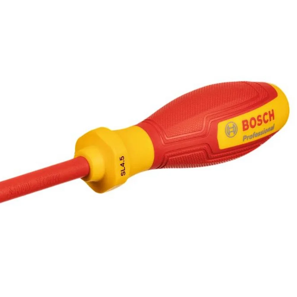 Chave de Fenda Haste Isolada 1000V VDE EN/IEC60900 CRV 4,5X100MM Bosch 1600A02NC2