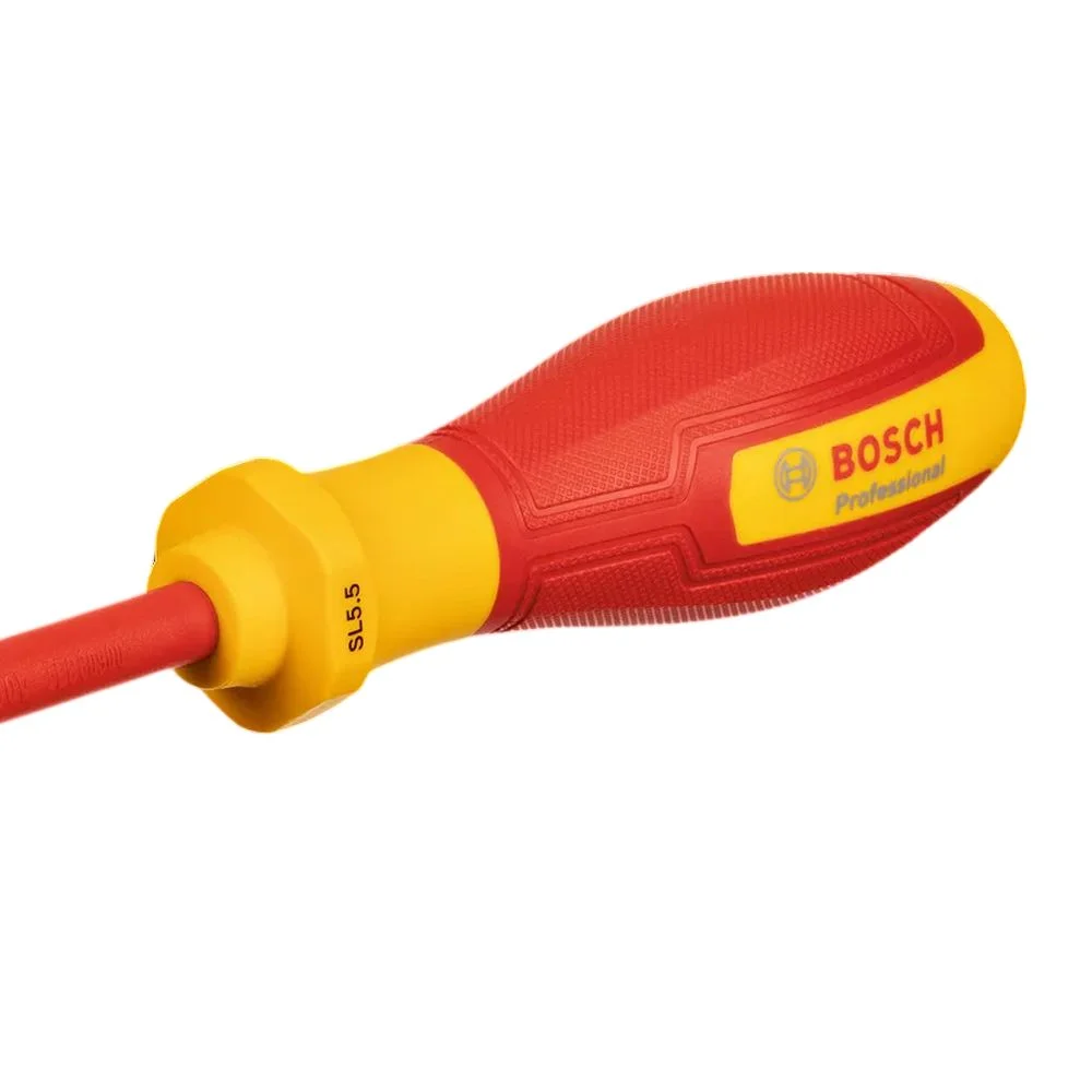 Chave de Fenda Haste Isolada 1000V VDE EN/IEC60900 CRV 5,5X100MM Bosch 1600A02NC3
