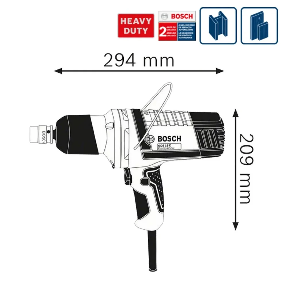Chave de Impacto 250NM 1/2" 220V 500W Bosch GDS 18 E