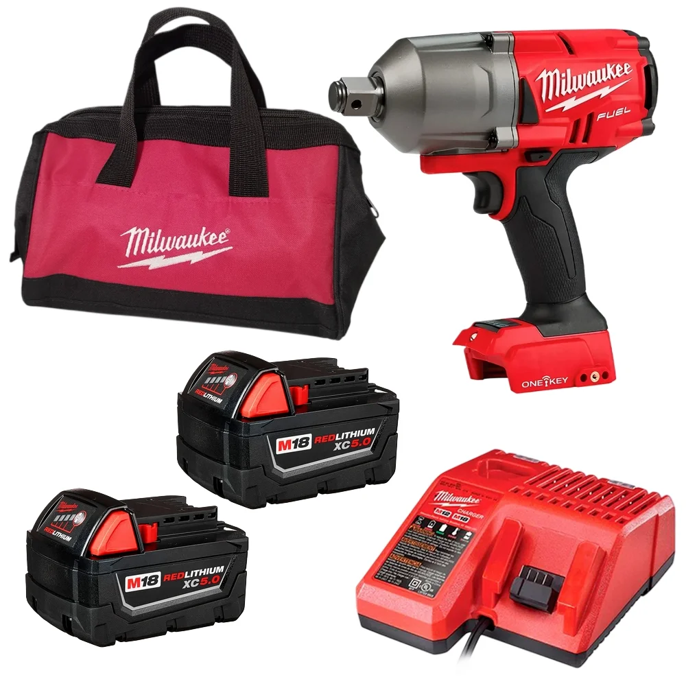 Chave de Impacto a Bateria 18V 298NM Brushless Bolsa Carregador e 2 Baterias 5AH 1/2" 220V Milwaukee 2759-259N
